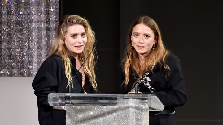 NEW YORK, NY – JUNE 04: Designers Ashley Olsen and Mary-Kate Olsen accept the 2018 CFDA Accessories Designer of The Year award during the 2018 CFDA Fashion Awards at Brooklyn Museum on June 4, 2018 in New York City. (Photo by Theo Wargo/Getty Images)