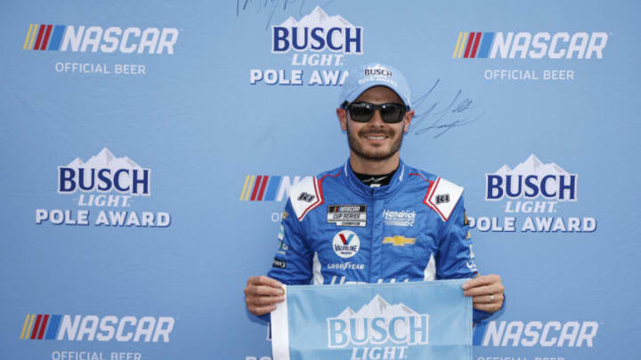 AVONDALE, ARIZONA - MARCH 11: Kyle Larson, driver of the #5 HendrickCars.com Chevrolet, poses for photos after winning the pole award during qualifying for the NASCAR Cup Series United Rentals Work United 500 at Phoenix Raceway on March 11, 2023 in Avondale, Arizona. (Photo by Chris Graythen/Getty Images)