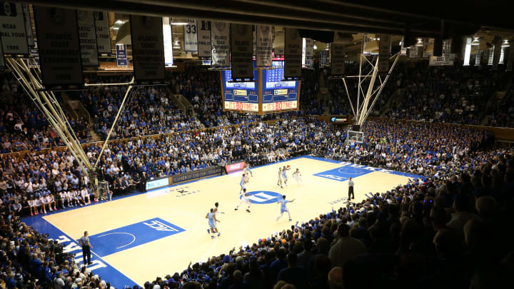 DURHAM, NORTH CAROLINA – FEBRUARY 20: A general view of the game between the North Carolina Tar Heels and Duke Blue Devils during their game at Cameron Indoor Stadium on February 20, 2019 in Durham, North Carolina. (Photo by Streeter Lecka/Getty Images)