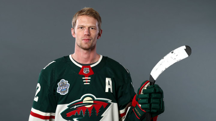 ST LOUIS, MISSOURI – JANUARY 24: Eric Staal #12 of the Minnesota Wild poses for a portrait ahead of the 2020 NHL All-Star Game at Enterprise Center on January 24, 2020 in St Louis, Missouri. (Photo by Jamie Squire/Getty Images)