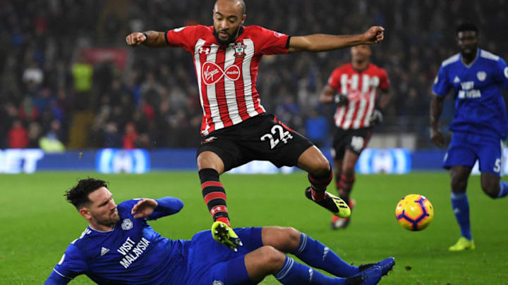 CARDIFF, WALES - DECEMBER 08: Sean Morrison of Cardiff City tackles Nathan Redmond of Southampton during the Premier League match between Cardiff City and Southampton FC at Cardiff City Stadium on December 8, 2018 in Cardiff, United Kingdom. (Photo by Stu Forster/Getty Images) CARDIFF, WALES - DECEMBER 08: Sean Morrison of Cardiff City tackles Nathan Redmond of Southampton during the Premier League match between Cardiff City and Southampton FC at Cardiff City Stadium on December 8, 2018 in Cardiff, United Kingdom. (Photo by Stu Forster/Getty Images)