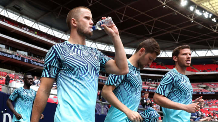 LONDON, ENGLAND - AUGUST 18: Eric Dier of Tottenham Hotspur takes a drink as he walks out to warm up prior to the Premier League match between Tottenham Hotspur and Fulham FC at Wembley Stadium on August 18, 2018 in London, United Kingdom. (Photo by Tottenham Hotspur FC/Tottenham Hotspur FC via Getty Images)