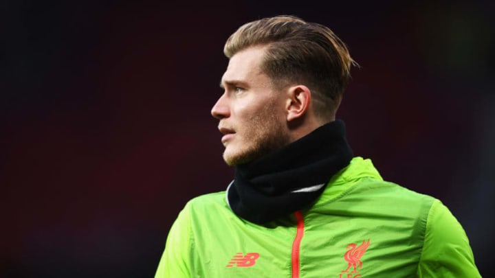 MANCHESTER, ENGLAND - JANUARY 15: Loris Karius of Liverpool looks on as he warms up prior to the Premier League match between Manchester United and Liverpool at Old Trafford on January 15, 2017 in Manchester, England. (Photo by Laurence Griffiths/Getty Images)