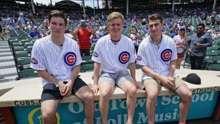 CHICAGO, IL - JUNE 21: (L-R) Nolan Patrick, Casey Mittelstadt and Gabriel Vilardi pose for photographers during the 2017 NHL Draft top prospects media tour at Wrigley Field on June 21, 2017 in Chicago, Illinois. (Photo by Jonathan Daniel/Getty Images)