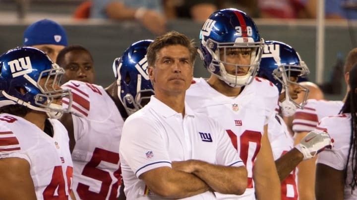 Aug 27, 2016; East Rutherford, NJ, USA;New York Giants Special Teams Coordinator Tom Quinn in the 2nd half at MetLife Stadium. New York Giants defeat the New York Jets 21-20. Mandatory Credit: William Hauser-USA TODAY Sports
