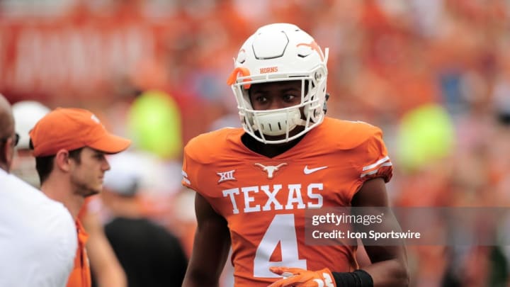 AUSTIN, TX – SEPTEMBER 22: Texas Longhorn CB Anthony Cook watches from the sidelines during the 31 – 16 win over the TCU Horned Frogs on September 22, 2018, at Darrell K Royal-Texas Memorial Stadium in Austin, Texas. (Photo by John Rivera/Icon Sportswire via Getty Images)