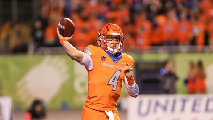 BOISE, ID – OCTOBER 19: Quarterback Brett Rypien #4 of the Boise State Broncos pass the ball during second half action against the Colorado State Rams on October 19, 2018 at Albertsons Stadium in Boise, Idaho. Boise State won the game 56-28. (Photo by Loren Orr/Getty Images)