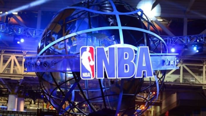 Feb 15, 2014; New Orleans, LA, USA; A view of the NBA logo at the NBA All Star Jam Session at the Ernest N. Morial Convention Center. Mandatory Credit: Bob Donnan-USA TODAY Sports Feb 15, 2014; New Orleans, LA, USA; A view of the NBA logo at the NBA All Star Jam Session at the Ernest N. Morial Convention Center. Mandatory Credit: Bob Donnan-USA TODAY Sports