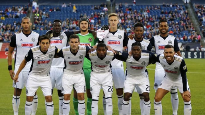 FOXBOROUGH, MA - JULY 29: Starters for the Union during an MLS match between the New England Revolution and the Philadelphia Union on July 29, 2017, at Gillette Stadium in Foxborough, Massachusetts. The Revolution defeated the Union 3-0. (Photo by Fred Kfoury III/Icon Sportswire via Getty Images)