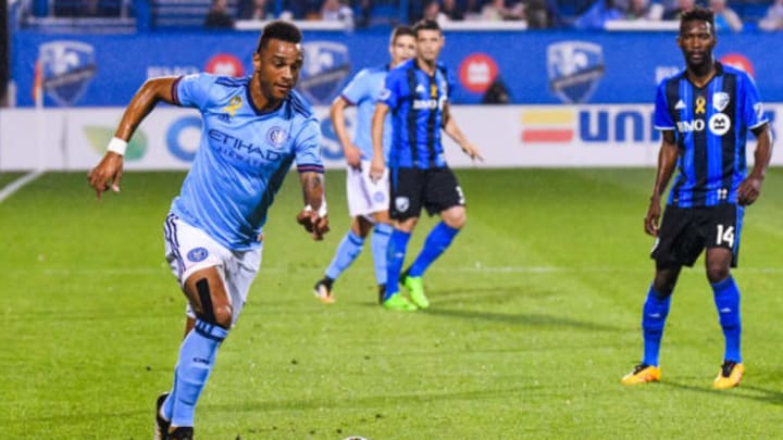 MONTREAL, QC – SEPTEMBER 27: New York City FC forward Khiry Shelton (19) runs with the ball during the New York City FC versus the Montreal Impact game on September 27, 2017, at Stade Saputo in Montreal, QC (Photo by David Kirouac/Icon Sportswire via Getty Images)