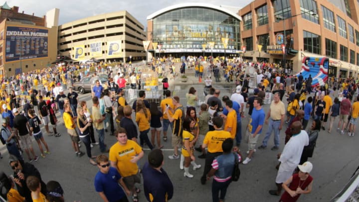INDIANAPOLIS, IN - JUNE 1: Here is a photograph of the outside of the Fieldhouse prior to Game Six of the Eastern Conference Finals during the 2013 NBA Playoffs on June 1, 2013 at Bankers Life Fieldhouse in Indianapolis, Indiana. NOTE TO USER: User expressly acknowledges and agrees that, by downloading and or using this photograph, User is consenting to the terms and conditions of the Getty Images License Agreement. Mandatory Copyright Notice: Copyright 2013 NBAE (Photo by Ron Hoskins/NBAE via Getty Images)