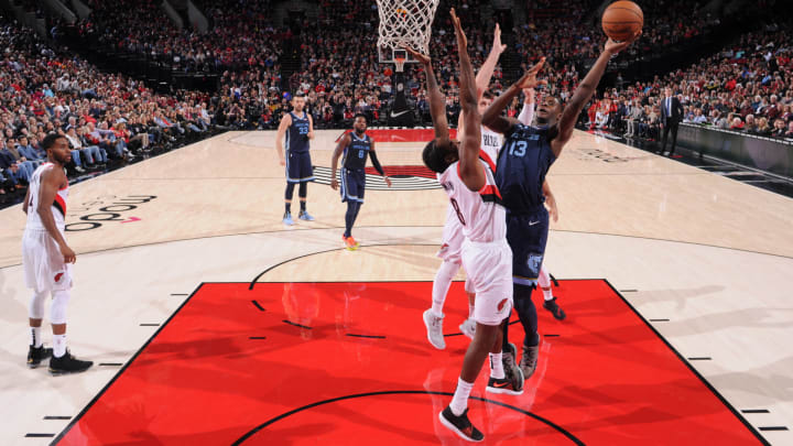 PORTLAND, OR – DECEMBER 19: Jaren Jackson Jr. #13 of the Memphis Grizzlies shoots the ball against the Portland Trail Blazers on December 19, 2018 at the Moda Center Arena in Portland, Oregon. NOTE TO USER: User expressly acknowledges and agrees that, by downloading and or using this photograph, user is consenting to the terms and conditions of the Getty Images License Agreement. Mandatory Copyright Notice: Copyright 2018 NBAE (Photo by Sam Forencich/NBAE via Getty Images)