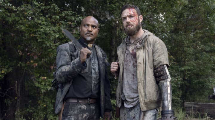 Seth Gilliam as Gabriel, Ross Marquand as Aaron - The Walking Dead _ Season 10, Episode 19 - Photo Credit: Josh Stringer/AMC