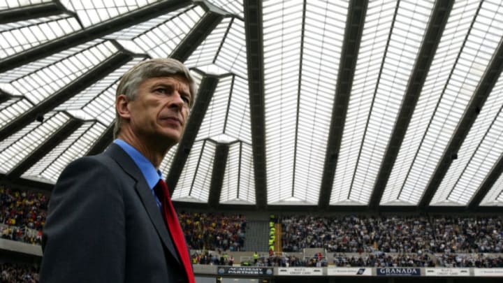 NEWCASTLE, ENGLAND - APRIL 11: Arsene Wenger, Arsenal Manager, looks on during the FA Barclaycard Premiership match between Newcastle United and Arsenal at St. James Park April 11, 2004 in Newcastle, England. (Photo by Laurence Griffiths/Getty Images)