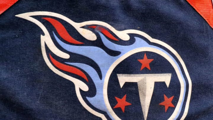 KANSAS CITY, MO - AUGUST 31: The Tennessee Titans logo on an equipment bag before an NFL preseason game between the Tennessee Titans and the Kansas City Chiefs on August 31, 2017 at Arrowhead Stadium in Kansas City, MO. (Photo by Scott Winters/Icon Sportswire via Getty Images)