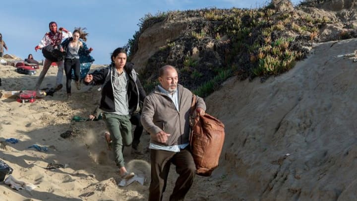 Nick Clark (Frank Dillane), Alicia Clark (Alycia Debnam-Carey), Christopher Manawa (Lorenzo James Henrie) and Daniel Salazar (Ruben Blades) in S2E3Photo Credit: Richard Foreman/AMC, Fear The Walking Dead