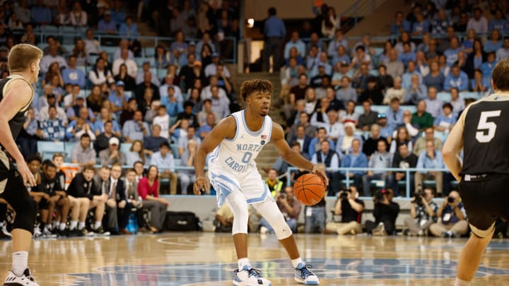 CHAPEL HILL, NC – DECEMBER 15: Anthony Harris #0 of the North Carolina Tar Heels plays during a game against the Wofford Terriers on December 15, 2019 at Carmichael Arena in Chapel Hill, North Carolina. Wofford won 68-67. North Carolina played their first regular season game in Carmichael Arena since 1986. (Photo by Peyton Williams/UNC/Getty Images)
