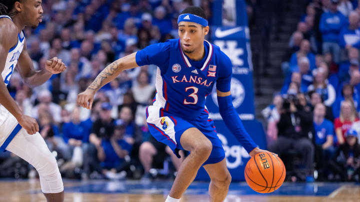 Dajuan Harris Jr. #3 of the Kansas Jayhawks (Photo by Michael Hickey/Getty Images)