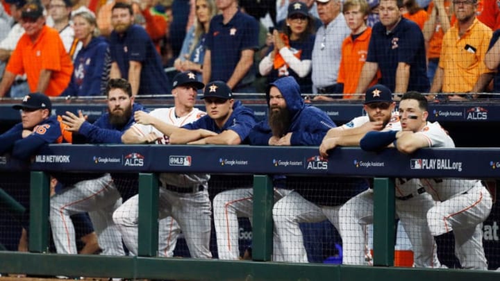 HOUSTON, TX - OCTOBER 18: Houston Astros dugout (Photo by Bob Levey/Getty Images)