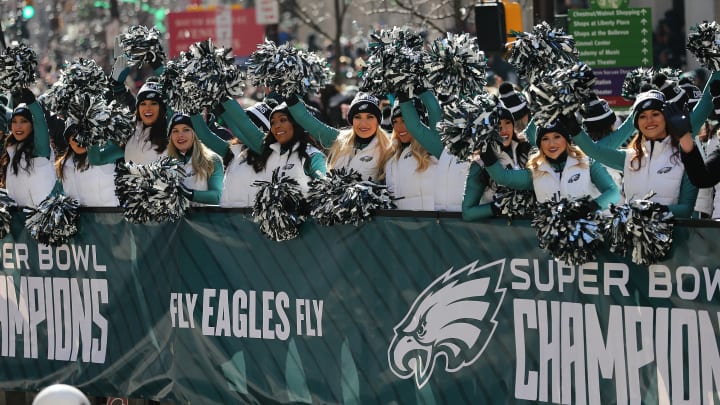 PHILADELPHIA, PA – FEBRUARY 08: The Philadelphia Eagles cheerleaders during the team’s Super Bowl Victory Parade on February 8, 2018 in Philadelphia, Pennsylvania. (Photo by Rich Schultz/Getty Images)