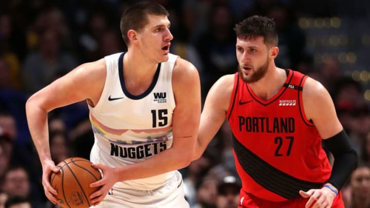 Portland Trail Blazers, Denver Nuggets, Nikola Jokic, Jusuf Nurkic (Photo by Matthew Stockman/Getty Images)