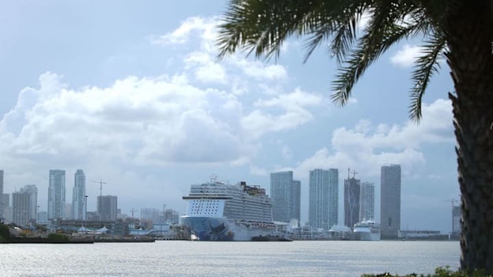 MIAMI, FL - SEPTEMBER 07: A cruise ship prepares to depart as the city prepares for the approaching Hurricane Irma on September 7, 2017 in Miami, Florida. Current tracks for Hurricane Irma shows that it could hit south Florida this weekend. (Photo by Mark Wilson/Getty Images)