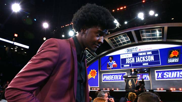 NEW YORK, NY - JUNE 22: Josh Jackson walks to the stage after being drafted fourth overall by the Phoenix Suns during the first round of the 2017 NBA Draft at Barclays Center on June 22, 2017 in New York City. NOTE TO USER: User expressly acknowledges and agrees that, by downloading and or using this photograph, User is consenting to the terms and conditions of the Getty Images License Agreement. (Photo by Mike Stobe/Getty Images) NEW YORK, NY - JUNE 22: Josh Jackson walks to the stage after being drafted fourth overall by the Phoenix Suns during the first round of the 2017 NBA Draft at Barclays Center on June 22, 2017 in New York City. NOTE TO USER: User expressly acknowledges and agrees that, by downloading and or using this photograph, User is consenting to the terms and conditions of the Getty Images License Agreement. (Photo by Mike Stobe/Getty Images)