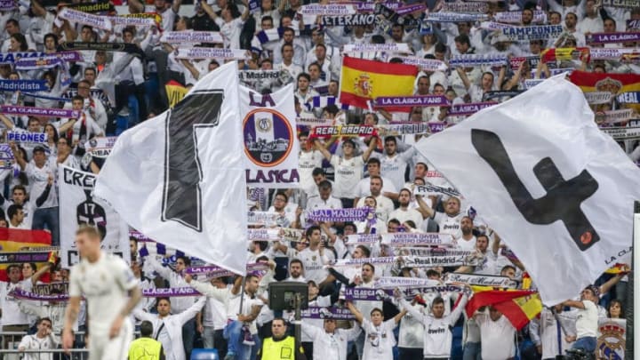 MADRID, SPAIN - OCTOBER 23: supporters of Real Madrid during the UEFA Champions League match between Real Madrid v Viktoria Plzen at the Santiago Bernabeu on October 23, 2018 in Madrid Spain (Photo by David S. Bustamante/Soccrates/Getty Images)