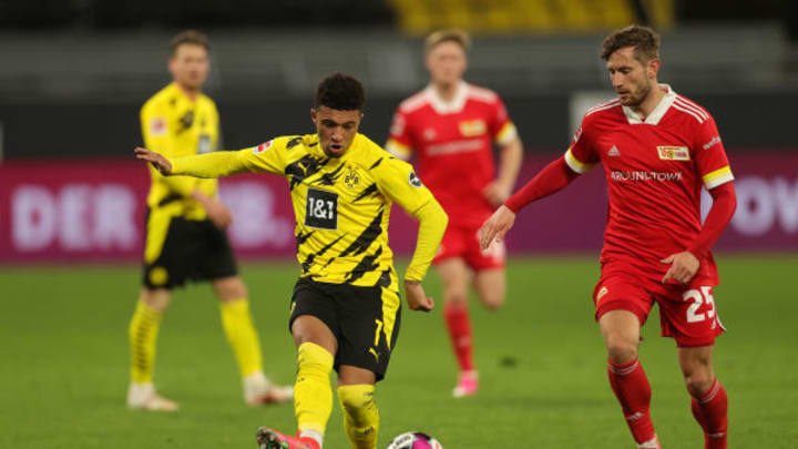 Jadon Sancho came off the bench on Wednesday. (Photo by Friedemann Vogel – Pool/Getty Images)