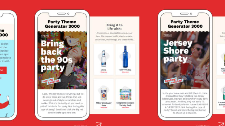 Drizly Introduces Party Theme Generator 300 to Help Hosts Throw the Most Epic Party. Image Courtesy of Drizly