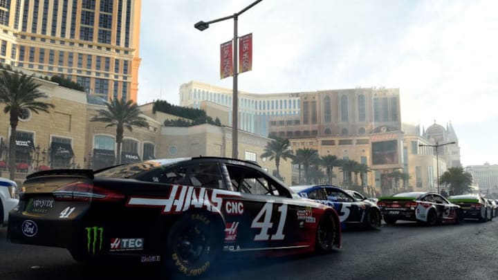 LAS VEGAS, NV - NOVEMBER 29: Kurt Busch, driver of the #41 Haas Automation/Monster Energy Ford, drives during the NASCAR Victory Lap Fueled by Sunoco on November 29, 2017 in Las Vegas, Nevada. (Photo by David Becker/Getty Images)
