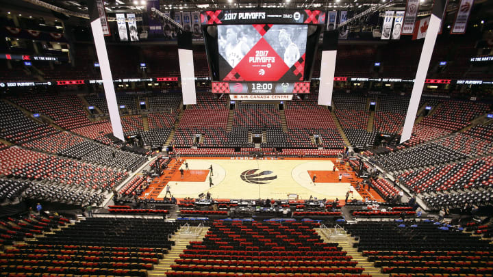Apr 15, 2017; Toronto, Ontario, CAN; A general view of the Air Canada Centre prior to game one of the first round of the 2017 NBA Playoffs between the Milwaukee Bucks and the Toronto Raptors. Mandatory Credit: John E. Sokolowski-USA TODAY Sports