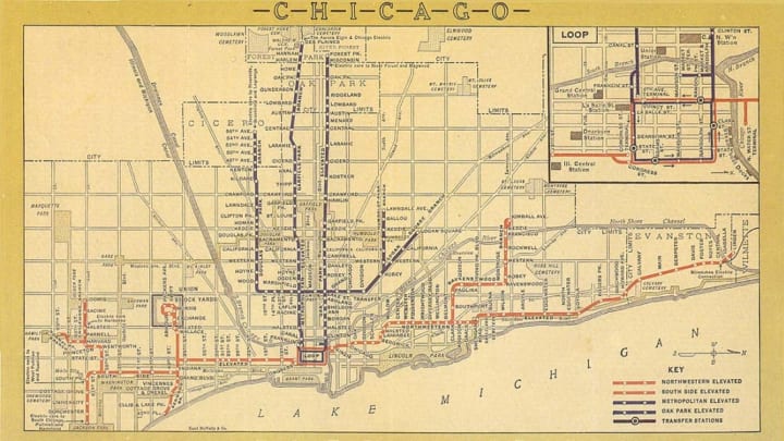 A 1913 map of Chicago's "L."