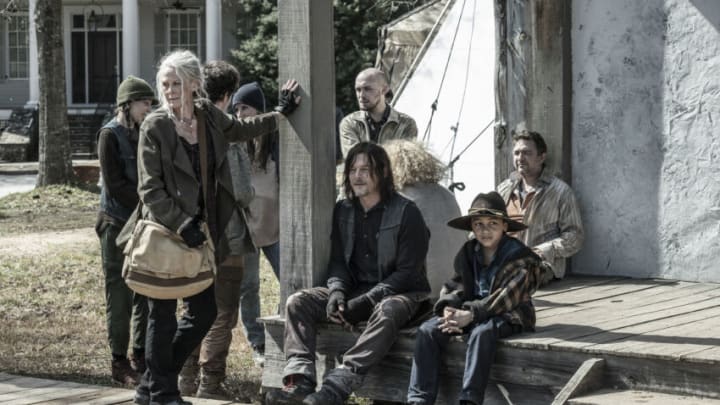 Melissa McBride as Carol Peletier, Norman Reedus as Daryl Dixon, Anthony Azor as RJ - The Walking Dead _ Season 11, Episode 23 - Photo Credit: Jace Downs/AMC