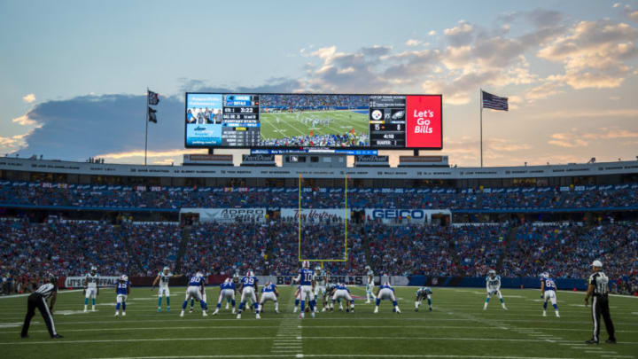 ORCHARD PARK, NY - AUGUST 09: General view from the end zone during the first half between the Carolina Panthers and the Buffalo Bills at New Era Field on August 9, 2018 in Orchard Park, New York. Carolina defeats Buffalo in the preseason game 28-23. (Photo by Brett Carlsen/Getty Images) *** Local Caption ***