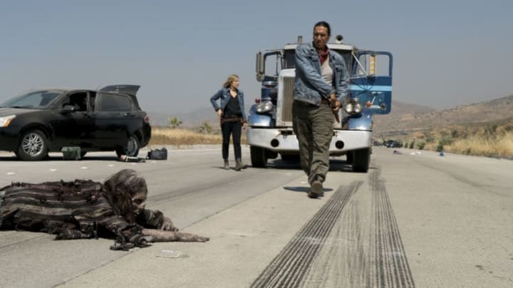 Kim Dickens as Madison Clark, Michael Greyeyes as Qaletaqa Walker- Fear the Walking Dead _ Season 3, Episode 10 - Photo Credit: Richard Foreman, Jr/AMC