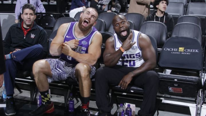 SACRAMENTO, CA - DECEMBER 12: WWE wrestlers Mojo Rawley and Apollo Crews pose for a photo during the game between the Minnesota Timberwolves and Sacramento Kings on December 12, 2018 at Golden 1 Center in Sacramento, California. NOTE TO USER: User expressly acknowledges and agrees that, by downloading and or using this photograph, User is consenting to the terms and conditions of the Getty Images Agreement. Mandatory Copyright Notice: Copyright 2018 NBAE (Photo by Rocky Widner/NBAE via Getty Images)