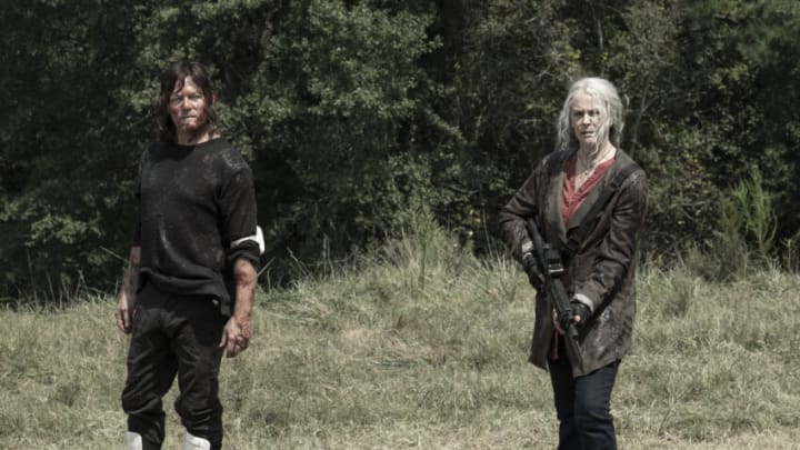 Norman Reedus as Daryl Dixon, Melissa McBride as Carol Peletier - The Walking Dead _ Season 11, Episode 14 - Photo Credit: Jace Downs/AMC