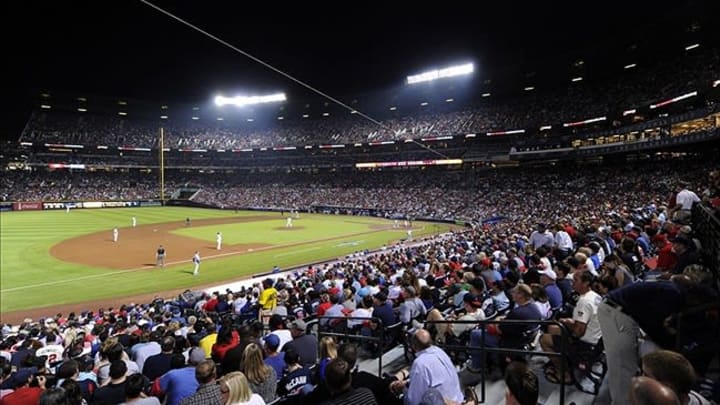 Oct 3, 2013; Atlanta, GA, USA; General view of Turner Field during game one of the National League divisional series playoff baseball game between the Atlanta Braves and the Los Angeles Dodgers. Mandatory Credit: Dale Zanine-USA TODAY Sports