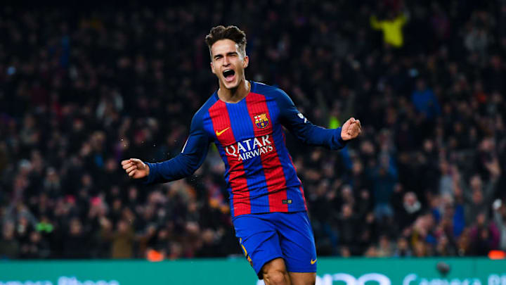BARCELONA, SPAIN - JANUARY 26: Denis Suarez of FC Barcelona celebrates after scoring his team's first goal during the Copa del Rey quarter-final second leg match between FC Barcelona and Real Sociedad at Camp Nou on January 26, 2017 in Barcelona, Spain. (Photo by David Ramos/Getty Images)