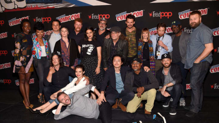 NEW YORK, NY - OCTOBER 08: Cast and Crew of The Walking Dead pose for a portrait backstage at AMC presents "The Walking Dead" at New York Comic Con at The Theater at Madison Square Garden on October 8, 2016 in New York City. (Photo by Jamie McCarthy/Getty Images for AMC)