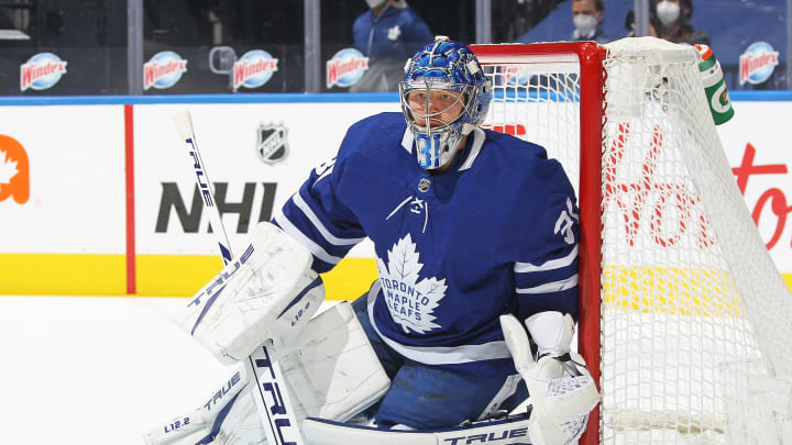 TORONTO, ON – FEBRUARY 17: Frederik Andersen #31 of the Toronto Maple Leafs  . (Photo by Claus Andersen/Getty Images)