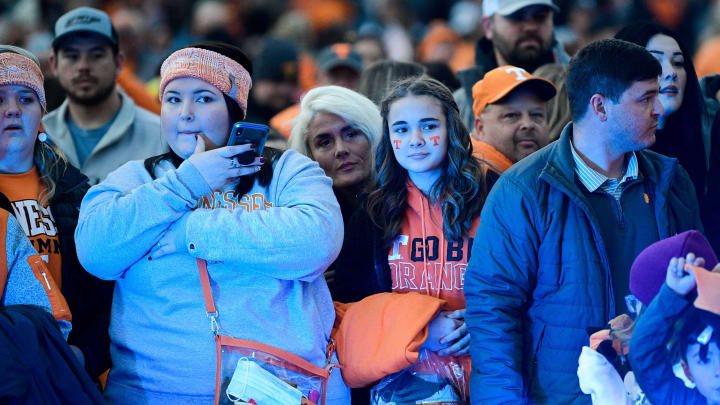 Tennessee fans watch the Vol Walk ahead of a game against South Alabama at Neyland Stadium in Knoxville, Tenn. on Saturday, Nov. 20, 2021.Kns Tennessee South Alabama Football