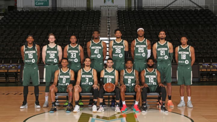 OSHKOSH, WI - MARCH 6: The 2018-2019 Wisconsin Herd pose for a team photo taken on March 6, 2019 at Menominee Nation Arena in Oshkosh, Wisconsin. NOTE TO USER: User expressly acknowledges and agrees that, by downloading and or using this photograph, User is consenting to the terms and conditions of the Getty Images License Agreement. Mandatory Copyright Notice: Copyright 2019 NBAE (Photo by Gary Dineen/NBAE via Getty Images)