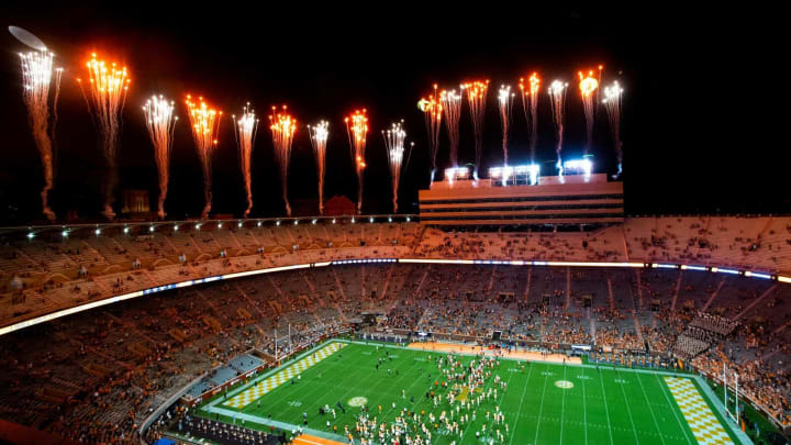 Fireworks go off at the conclusion of a NCAA football game between the Tennessee Volunteers and the Bowling Green Falcons held at Neyland Stadium in Knoxville, Tenn., on Thursday, Sept. 2, 2021.Kns Ut Football Bowling Green Bp