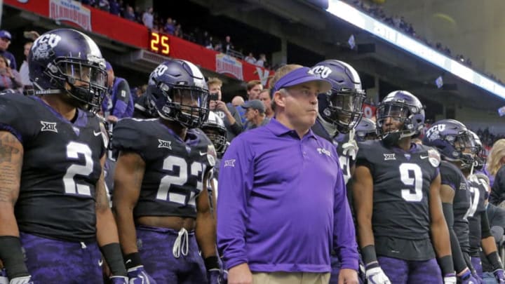 Texas Christian head coach Gary Patterson prepares to lead his team onto the field against Stanford in the Valero Alamo Bowl at the Alamodome in San Antonio, Texas, on Thursday, Dec. 28, 2017. (Rodger Mallison/Fort Worth Star-Telegram/TNS via Getty Images)