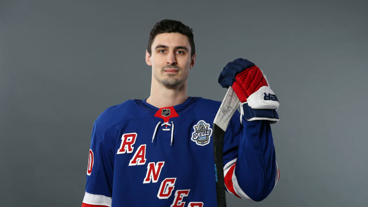 Chris Kreider of the New York Rangers poses for a portrait ahead of the 2020 NHL All-Star Game at Enterprise Center on January 24, 2020.
