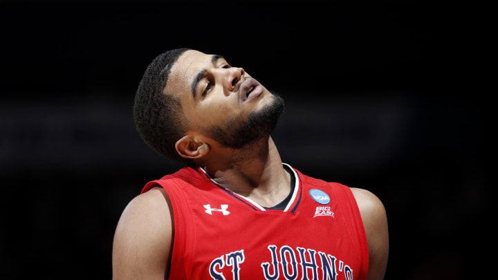 DAYTON, OHIO – MARCH 20: LJ Figueroa #30 of the St. John’s Red Storm reacts (Photo by Joe Robbins/Getty Images)