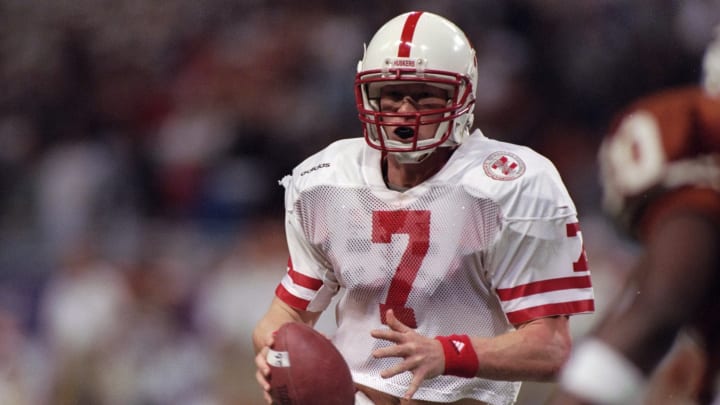 7 Dec 1996: Quarterback Scott Frost of the Nebraska Cornhuskers in action during the Big 12 championship game against the Texas Longhorns at the TWA Dome in St. Louis, Missouri. Texas won the game 39-27. Mandatory Credit: Jed Jacobsohn /Allsport