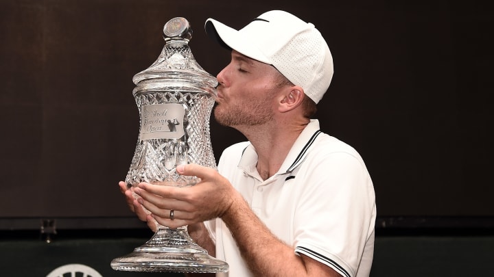 HUMBLE, TX – APRIL 02: Russell Henley poses with the trophy after winning the Shell Houston Open at the Golf Club of Houston on April 2, 2017 in Humble, Texas. (Photo by Stacy Revere/Getty Images)